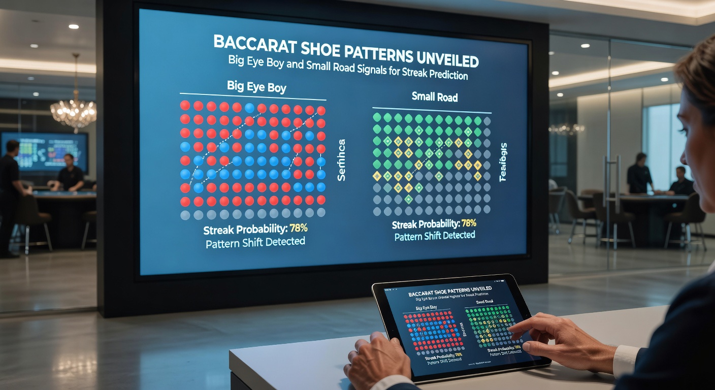 Gedetailleerd voorbeeld van Small Road en Big Eye Boy overlay op een volledige Baccarat scorekaart, illustrerend streak voorspellingen met pijlen naar verwachte uitkomsten