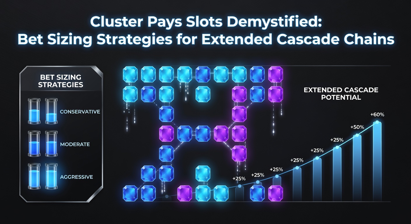 Schermafbeelding van een bruisende cluster pays slot met vallende symbolen in een cascade-reeks