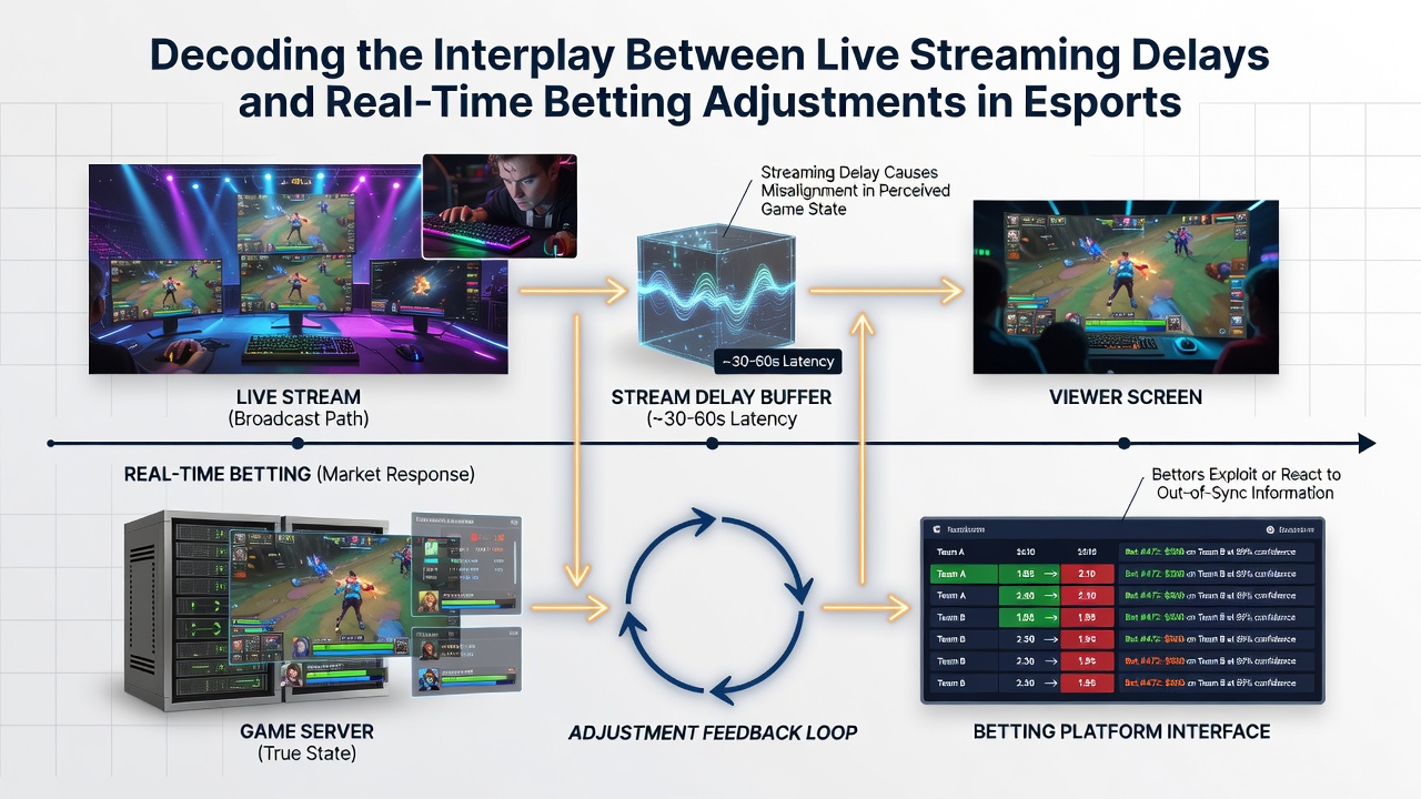 Grafiek van odds fluctuaties tijdens een vertraagde esports stream