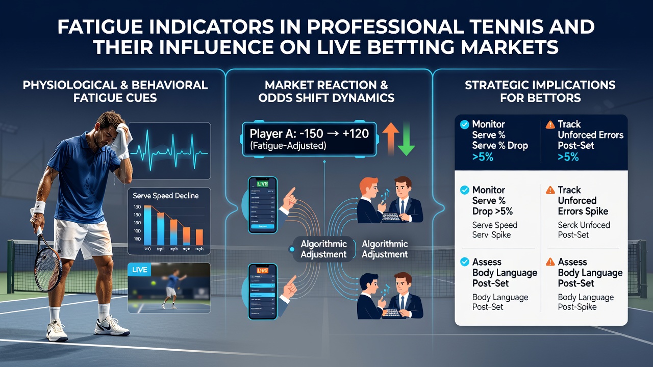 Live betting scherm met tennisodds en vermoeidheidsdata