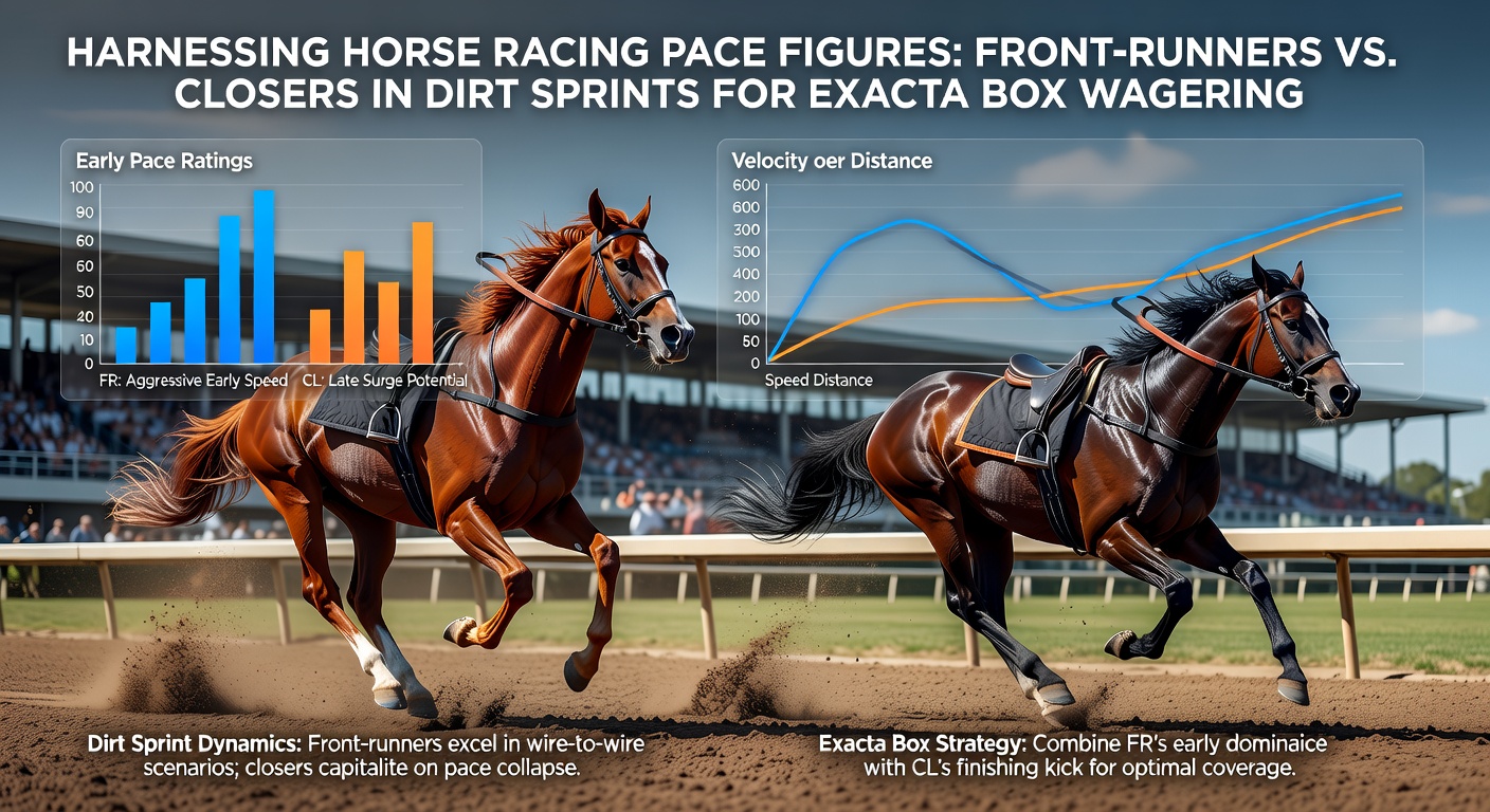 Grafiek met pace figures en prestaties van front-runners versus closers in recente dirt sprint races