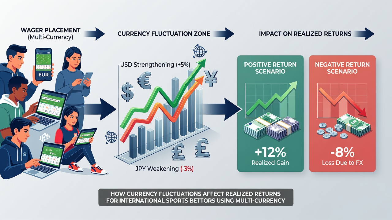 Illustratie van multi-valuta accountinterface met wisselkoersen