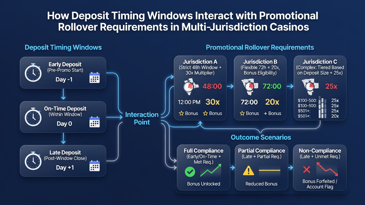 Diagram van rollover tracking over meerdere jurisdicties met timing vensters