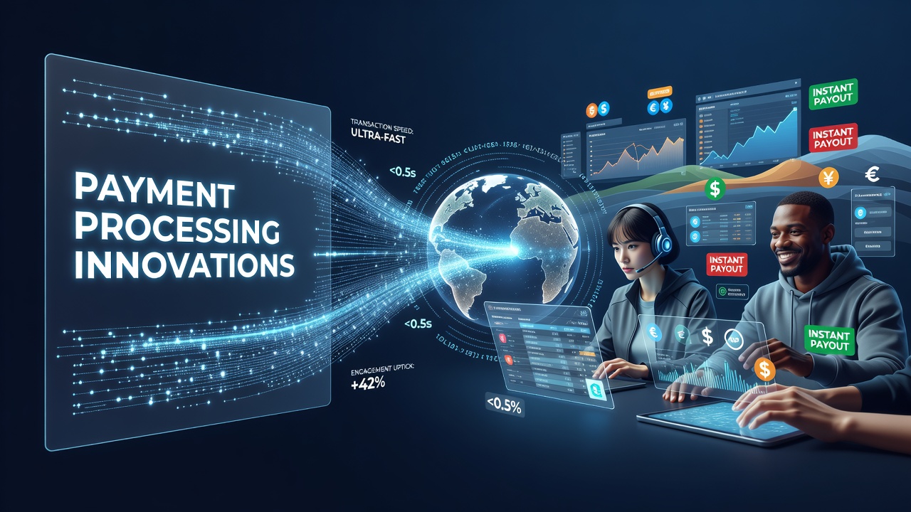 Innovaties in betalingsverwerking die transacties versnellen in virtuele gokplatforms met grafieken van snelheid en betrokkenheid