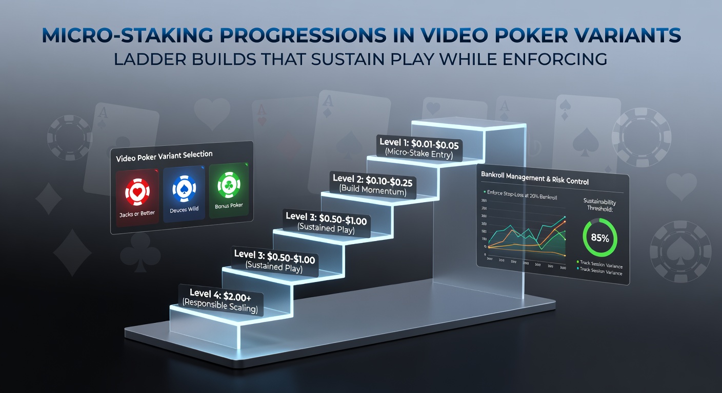 Voorbeeld van een videopokerscherm met een ladderprogressie-tracker die winsten en verliezen visualiseert