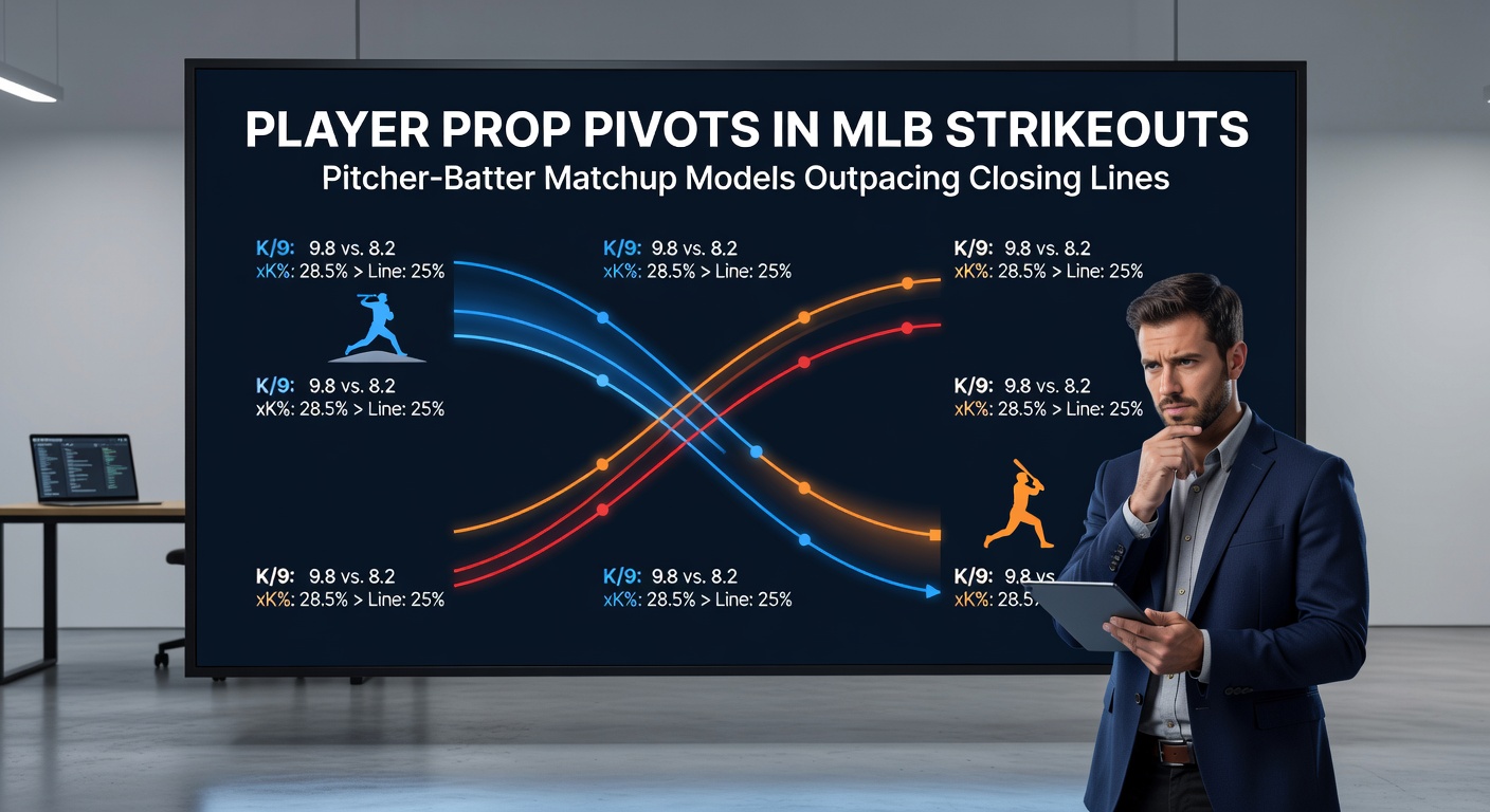 Grafiek van pitcher strikeout props met matchup-data overlappend op closing lines in een recente MLB-seizoen