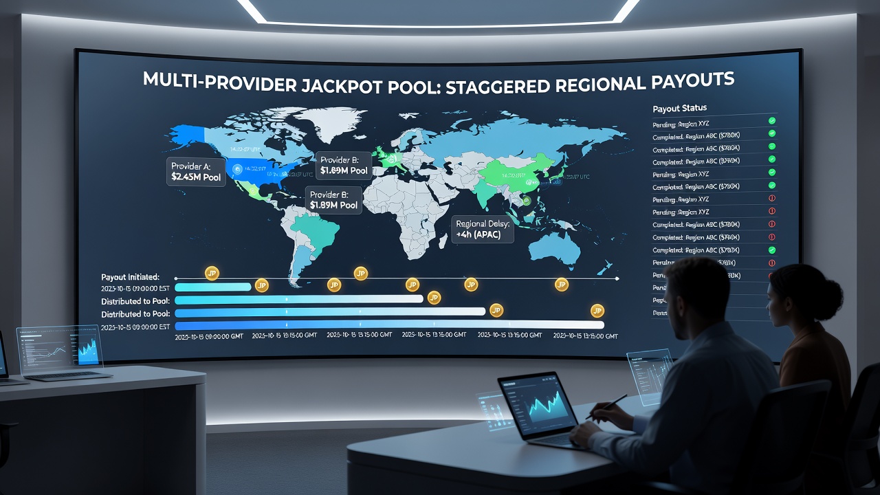 Kaart met regionale releasevensters en tijdstempels voor jackpotpools