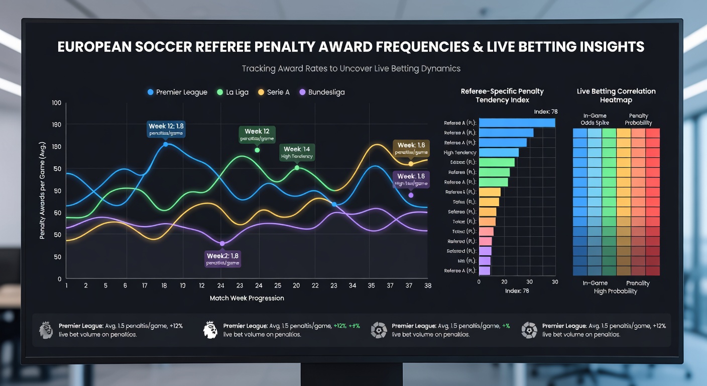 Grafieken van penalty-statistieken over meerdere Europese leagues