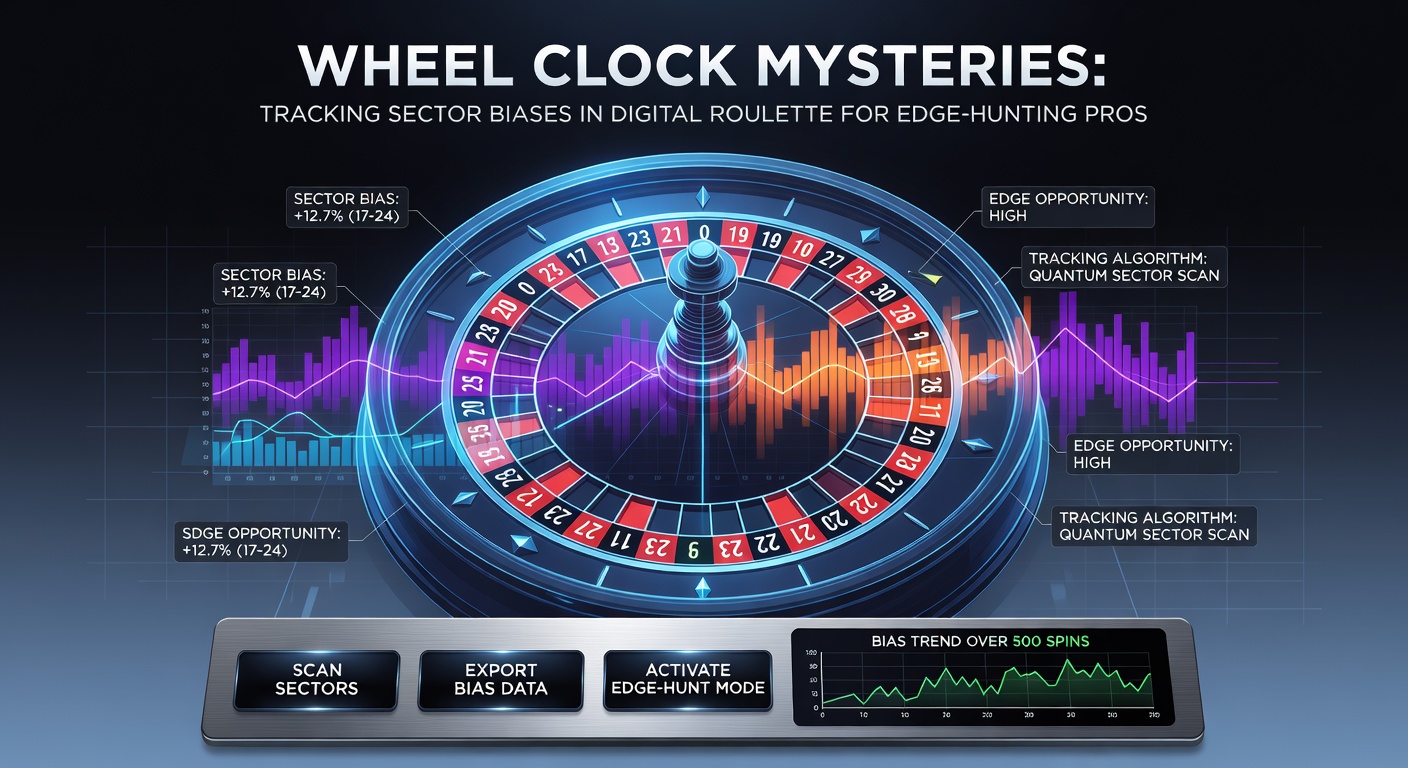 Grafiek met sectorbias-data in digitale roulette, lijnen tonen frequenties per kloksector over duizenden spins
